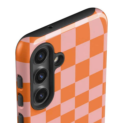 Orange Checkered Galaxy S24 Impact Case